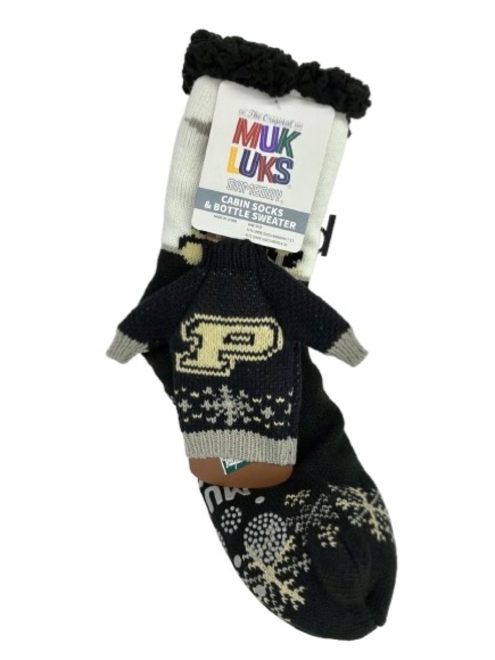 Ⓜ️$15Ⓜ️ NEW Purdue Boilermakers Cabin Socks & Mini Sweater Bottle Holder Unisex